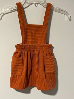 Wonder Nation Girls 2T Corduroy Overall Dress with 2 Pockets Burnt Orange